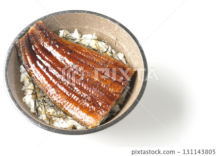 Eel bowl photographed alone on a white background 131143805