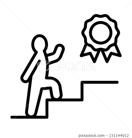 Step up icon. There is a medal at the end of the stairs. Step up icon. There is a medal at the end of the stairs. 131144012