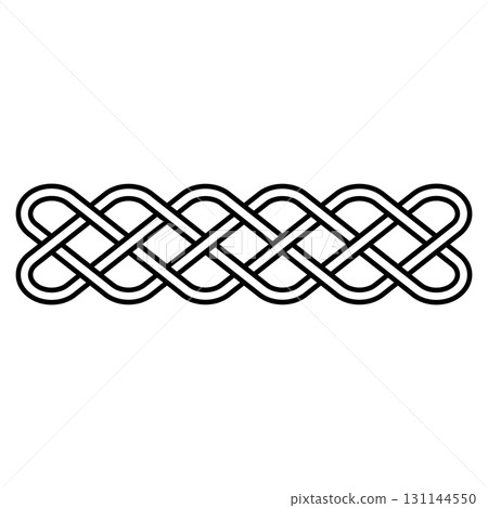 Celtic endless knot horizontal design, black interwoven loop symbol Celtic endless knot horizontal design, black interwoven loop symbol 131144550