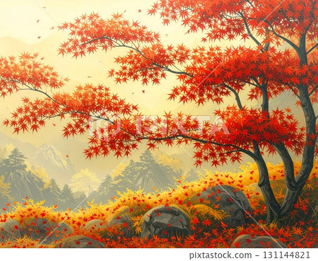 [AI 生成的圖像] 描繪偏遠山區的秋葉風景 131144821