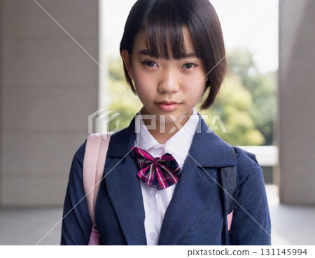 Close-up of a high school girl - Generative AI 131145994