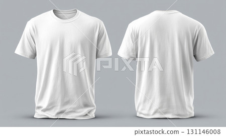 White T-Shirt Front and Back View 131146008