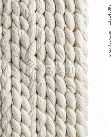 Detailed Braided Texture in Neutral White Tones with Soft Lighting on White Background 131146098