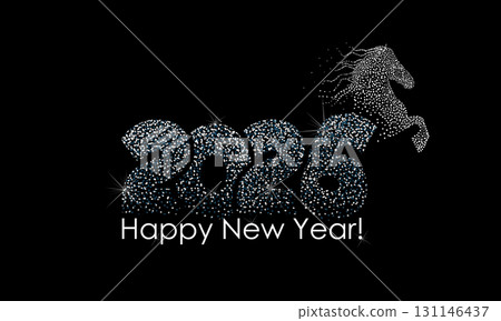 Horse Year 2026 New Year's Card Template , hand drawn. Not AI, Vector illustration Horse Year 2026 New Year's Card Template , hand drawn. Not AI, Vector illustration 131146437