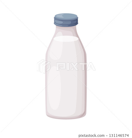 Milk Bottle as Dairy Food and Product Item Vector Illustration 131146574