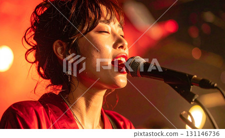 拿著麥克風唱歌的女人(AI 生成的圖像) 拿著麥克風唱歌的女人(AI 生成的圖像) 131146736