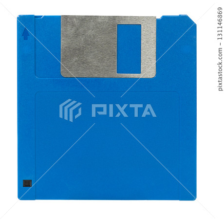 Blue floppy disk on transparent background 131146869