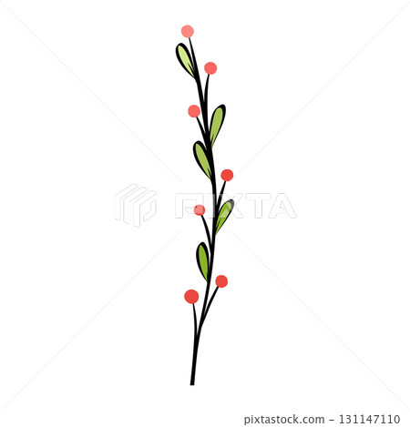 Decorative floral twig isolated illustration 131147110