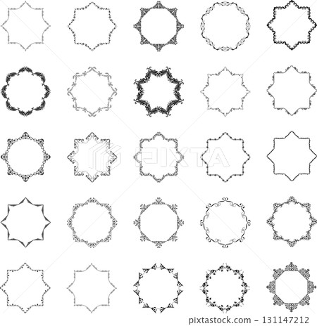 Set of 25 vector vintage black frames on white background. Set of 25 vector vintage black frames on white background. 131147212