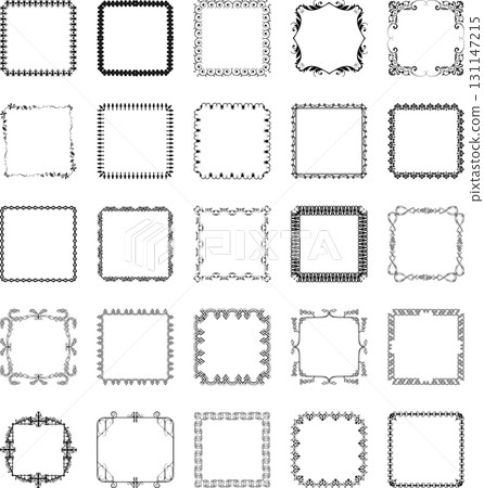 Set of 25 vector vintage black frames on white background. Set of 25 vector vintage black frames on white background. 131147215