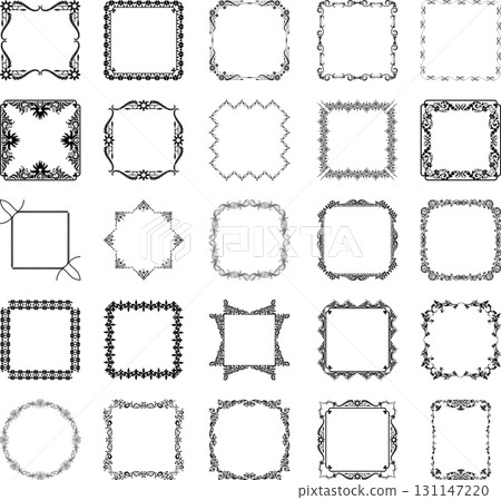 Set of 25 vector vintage black frames on white background. Set of 25 vector vintage black frames on white background. 131147220