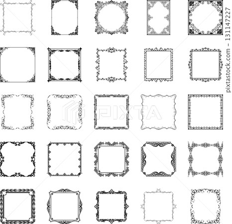 Set of 25 vector vintage black frames on white background. Set of 25 vector vintage black frames on white background. 131147227