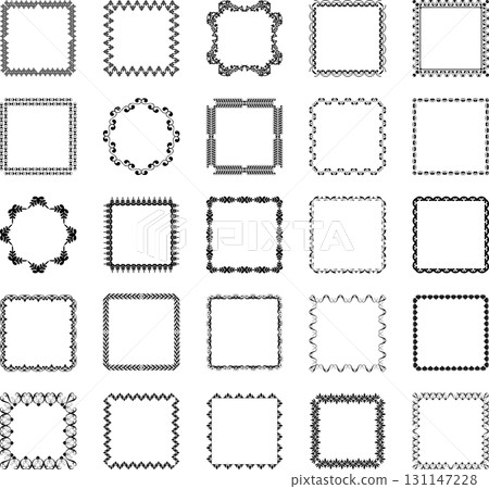 Set of 25 vector vintage black frames on white background. Set of 25 vector vintage black frames on white background. 131147228