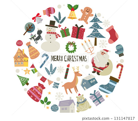 可愛的手繪聖誕插畫素材 可愛的手繪聖誕插畫素材 131147817