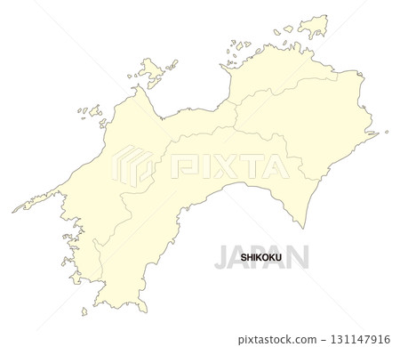 [日本地圖] 四國地圖（含縣界） 131147916