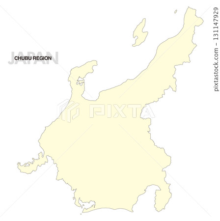 [日本地圖] 中部地區地圖（不含縣界） 131147929