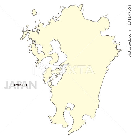 [Map of Japan] Kyushu Map (without prefectural borders) 131147953