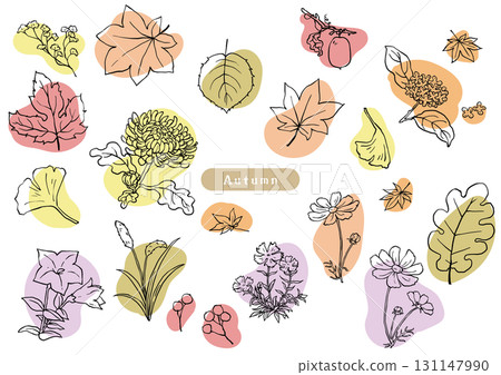 A rough colored sketch set of autumn flowers A rough colored sketch set of autumn flowers 131147990
