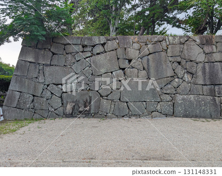 Stone wall opposite the main gate of Nagoya Castle in Nagoya City, Aichi Prefecture 131148331