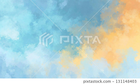 具有漸變和柔軟紋理的水彩風格藍色和橙色的抽象的背景 具有漸變和柔軟紋理的水彩風格藍色和橙色的抽象的背景 131148403