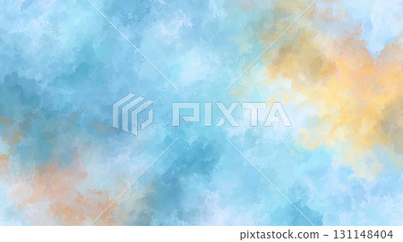 具有漸變和柔軟紋理的水彩風格藍色和橙色的抽象的背景 具有漸變和柔軟紋理的水彩風格藍色和橙色的抽象的背景 131148404