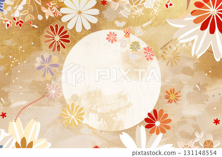 日式金色背景與花卉裝飾設計 131148554