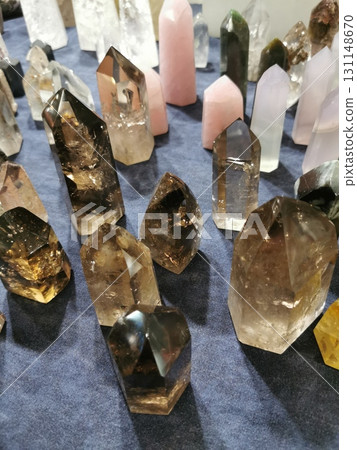 white and brown crystal mineral collection 131148670