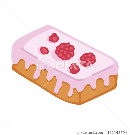 Raspberry biscuit cake with pink glaze illustration Raspberry biscuit cake with pink glaze illustration 131148794