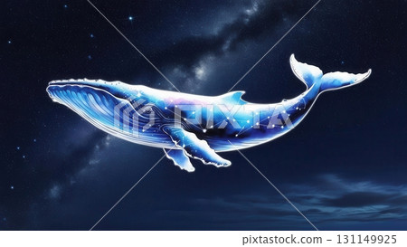 Majestic Constellation Whale Floating Across Starry Night Sky in Mystical Cosmic Fantasy Scene Majestic Constellation Whale Floating Across Starry Night Sky in Mystical Cosmic Fantasy Scene 131149925