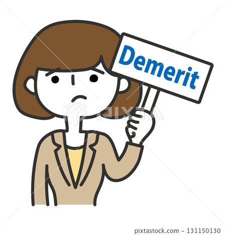 A woman holding up a demerit sign 131150130