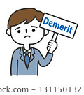 A man holding up a demerit sign 131150132