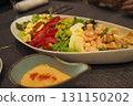 Shrimp and avocado sharing style Cobb salad 131150202