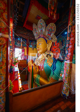 Maitreya Buddha statue in Thiksey Monastery Maitreya Buddha statue in Thiksey Monastery 131150332