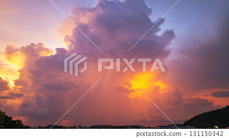 Aerial view of Sunset storm clouds with dramatic colors Aerial view of Sunset storm clouds with dramatic colors 131150342