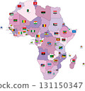 Map of Africa - Color-coded by country - Flag and country name layers separated 131150347
