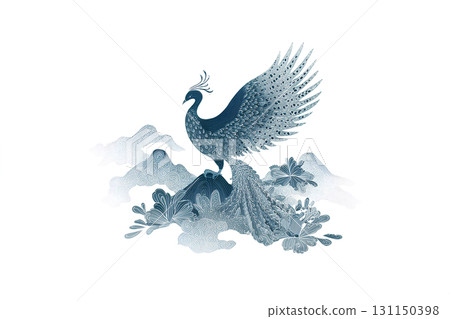 神秘鳳凰紋理白色背景-2 131150398