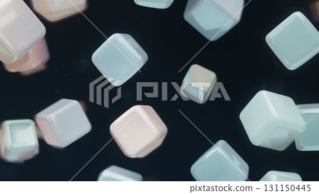A bunch of cubes are floating in the air, creating a sense of chaos and disarray 131150445