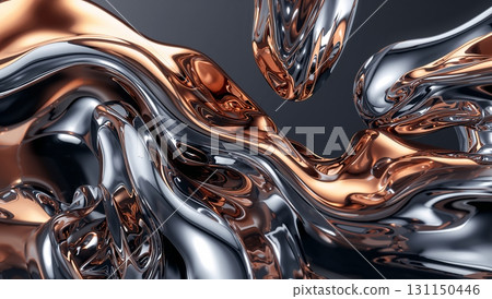 A shiny, metallic liquid with a gold and silver color 131150446