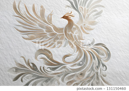 神秘的鳳凰紋理。白色背景-3 神秘的鳳凰紋理。白色背景-3 131150460