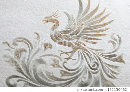 神秘的鳳凰紋理。白色背景-3 神秘的鳳凰紋理。白色背景-3 131150462