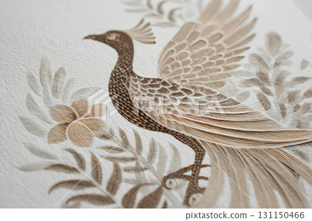 神秘的鳳凰紋理。白色背景-3 131150466