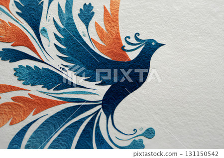 神秘的鳳凰紋理。白色背景-4 131150542