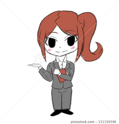A woman in a suit holding documents A woman in a suit holding documents 131150596