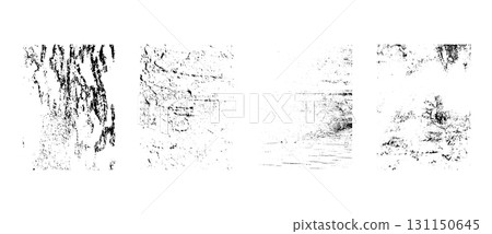 Set of black and white textures for overlay. Vector graphics. Different types of stamps 131150645