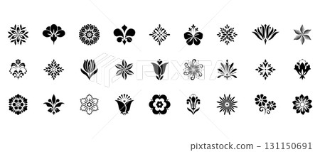 Flower icons set. Isolated elements for design. Vector graphics. Flower icons set. Isolated elements for design. Vector graphics. 131150691