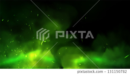 Green fog with glow effect and scattered particles Green fog with glow effect and scattered particles 131150782