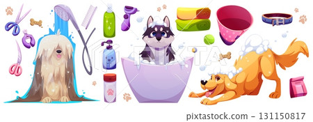 Grooming cartoon collection with pets Grooming cartoon collection with pets 131150817