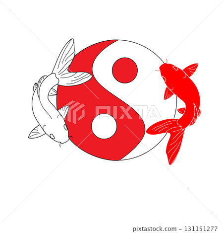 vector of koi and yin and yang fish, good for design 131151277