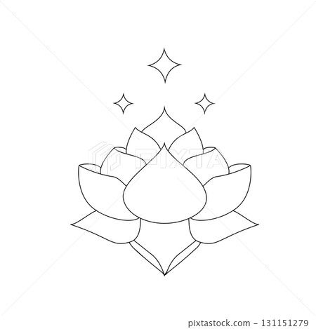Lotus flower. Contour vector illustration for packaging, corporate identity, labels, postcards, invitations. 131151279
