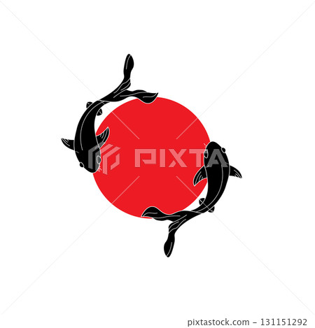 koi fish carp circle line Yin-yang symbol with koi instead of circles with no border. 131151292